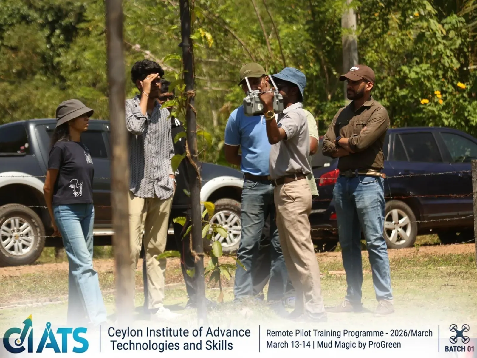Trainees flying a drone during the Drones in Action programme
