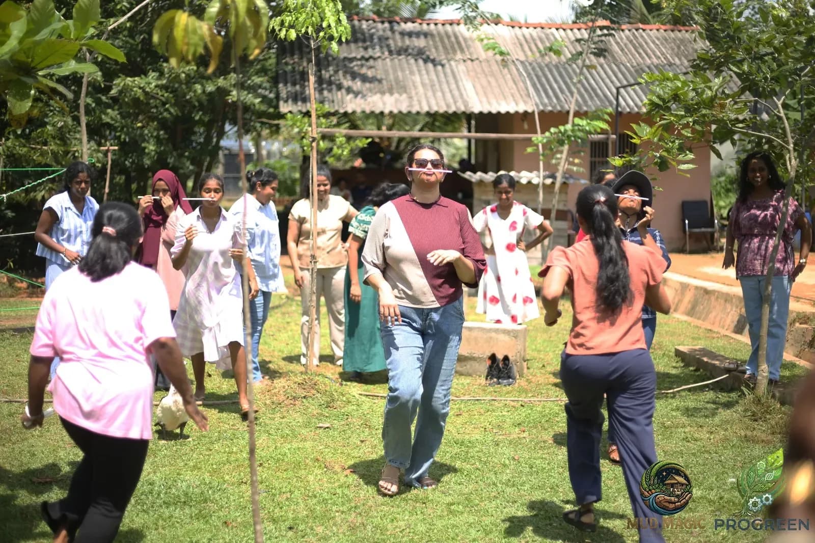 A team activity on the park lawn